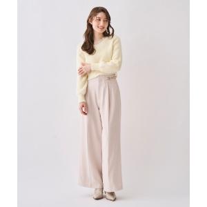 パンツ ビット付きハイウエストワイドパンツ レディース