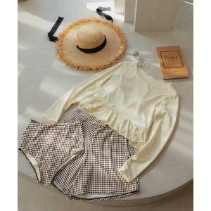 水着 ペプラム長袖トップス×ショーツ/セット水着 レディース
