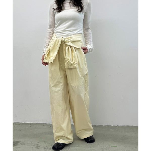 パンツ 2WAYツイルウエスト巻ワイドパンツ「腰巻取り外し可」 レディース