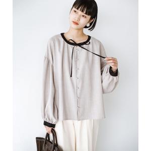 「haco!」 長袖ブラウス LARGE グレイッシュベージュ レディース