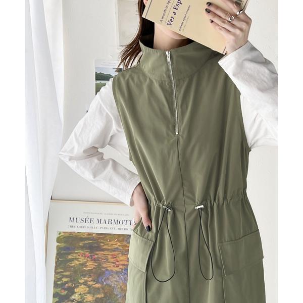 「Java」 ノースリーブワンピース SMALL カーキ レディース