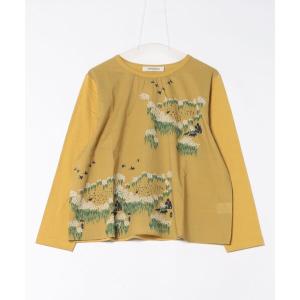 tシャツ コットンローン星花と湖プリント＋ソフト天竺カットソー レディース