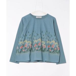 tシャツ コットンローンフローラルメドウプリント＋ソフト天竺カットソー レディース