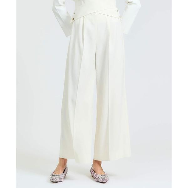 スラックス パンツ ESTNATION / ウールレーヨン クロスベルトパンツ レディース