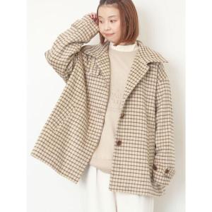 コート アウター シャギーチェックコート レディース