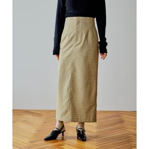 スカート 「無地・チェック」ハイウエストナロースカート　636981