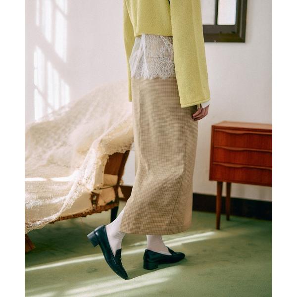 スカート 「無地・チェック」ハイウエストナロースカート　636981