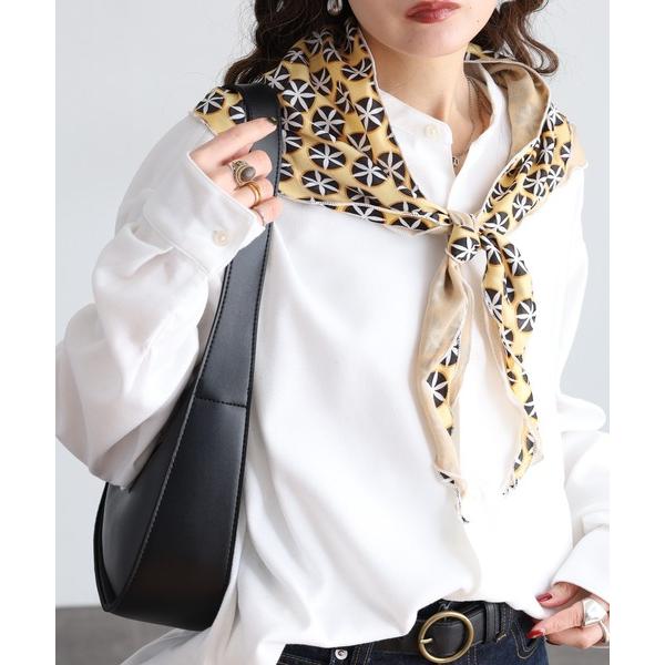 ストール マフラー 花幾何学柄三角ショール レディース