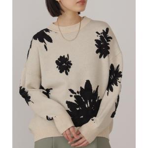 ニット セーター フラワージャガード柄ニットプルオーバー レディース