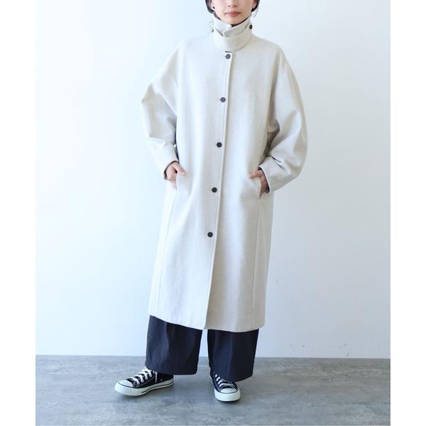ステンカラーコート コート ウールsuper100 bal collar cocoonコート レディ...