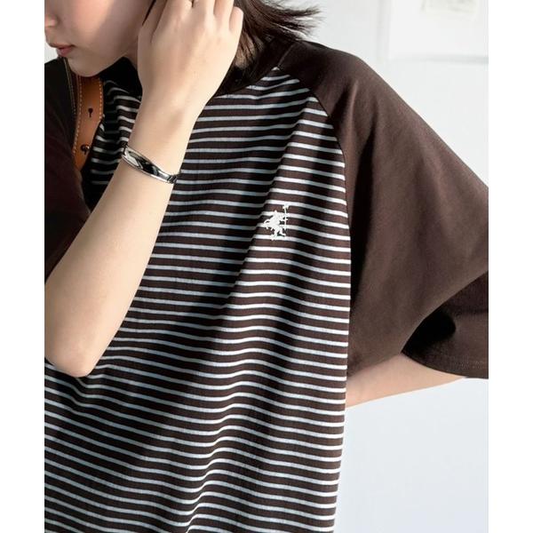tシャツ 「JaVaジャバコラボ」お洒落迷子の救世主。綿100％胸刺繍ラグラン配色ボーダーTシャツ ...