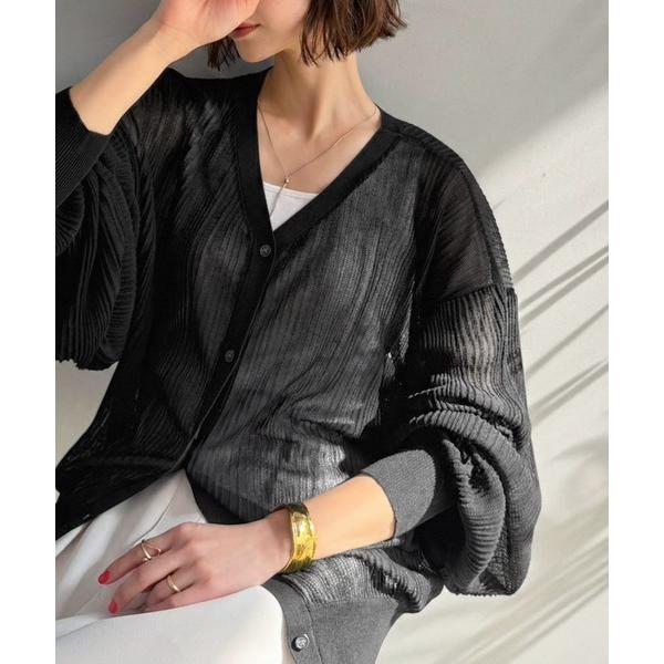カーディガン ひらっとサラッと心が躍る。オーバーサイズランダムタックシアーカーディガン レディース
