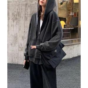 パーカー 「CANVAS+」ヴィンテージ風ルーズジップパーカー レディース メンズ