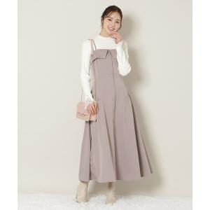 ワンピース ギャザー切替ストラップキャミワンピース