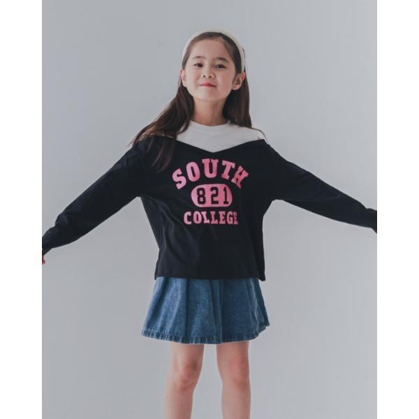 tシャツ ジーンズベーセカンド 肩あきレイヤード風ロングＴシャツ キッズ 子供服 男の子 女の子