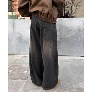 ジーンズ デニム デニムパンツ 「2サイズ展開 / ウエスト調節可」デザイン切替デニム レディース