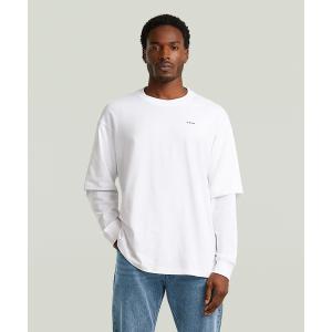 tシャツ Double Sleeve Loose T-Shirt/ダブルスリーブルーズオーバーサイズロングスリーブTシャツ/レイヤリングデザイン メンズ レディース｜ZOZOTOWN Yahoo!店