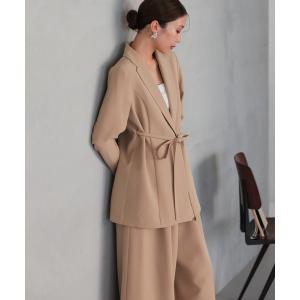 セットアップ 卒業式・入学式・学校行事・結婚式 対応 パンツスーツ セットアップ ママ ウエストマークジャケット×ワイドパンツ クラシックテーラード