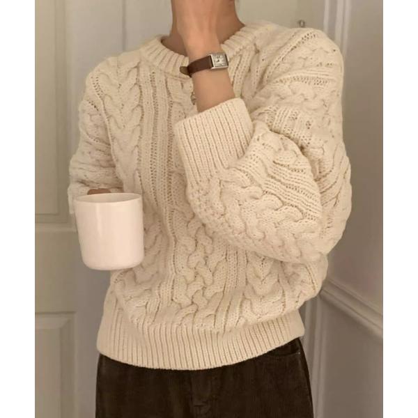ニット セーター ケーブル編みゆるニット レディース