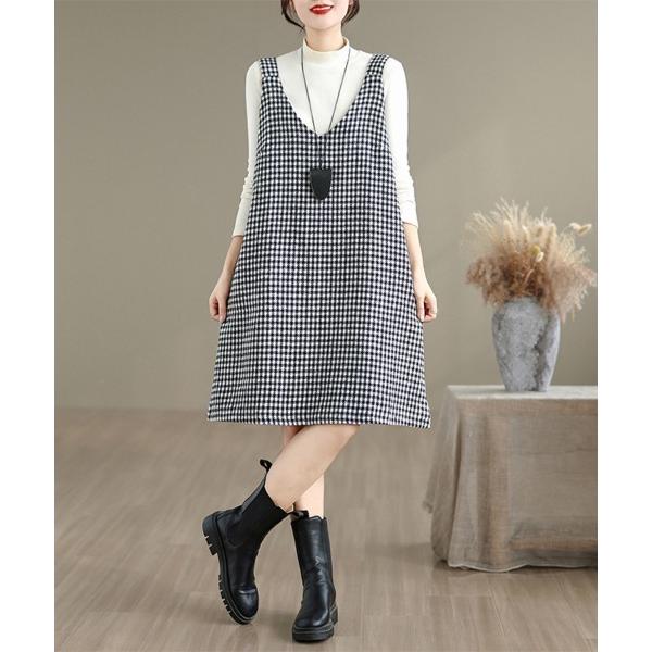 ワンピース 千鳥格子柄ジャンパースカート