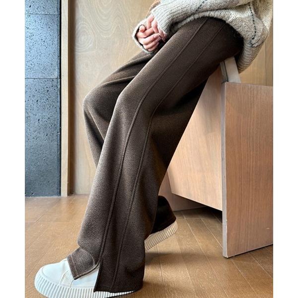 パンツ 裏起毛ルーズストレートパンツ レディース