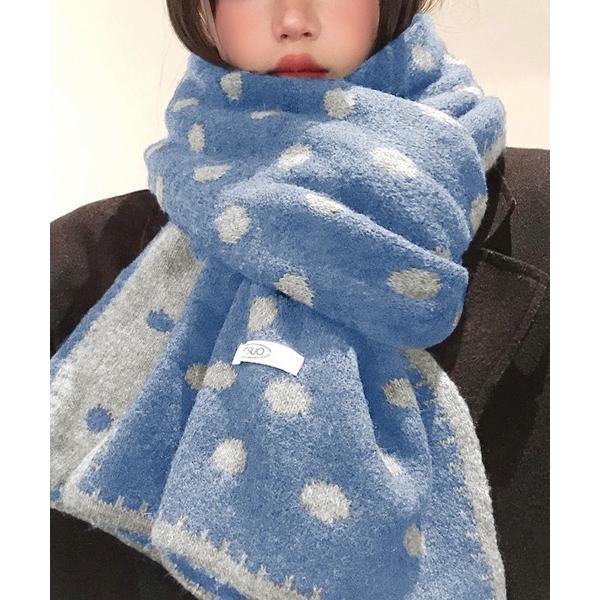 マフラー ストール ドット柄ふわもこマフラー レディース