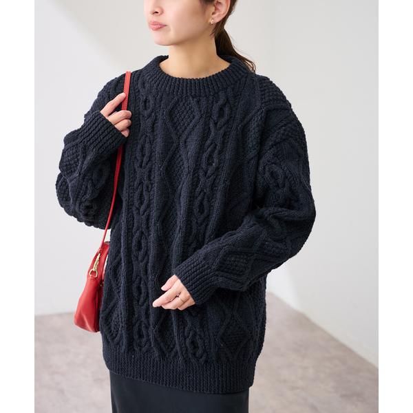 ニット セーター ATHENA DESIGNS HAND ARAN CREW NECK プルオーバー...