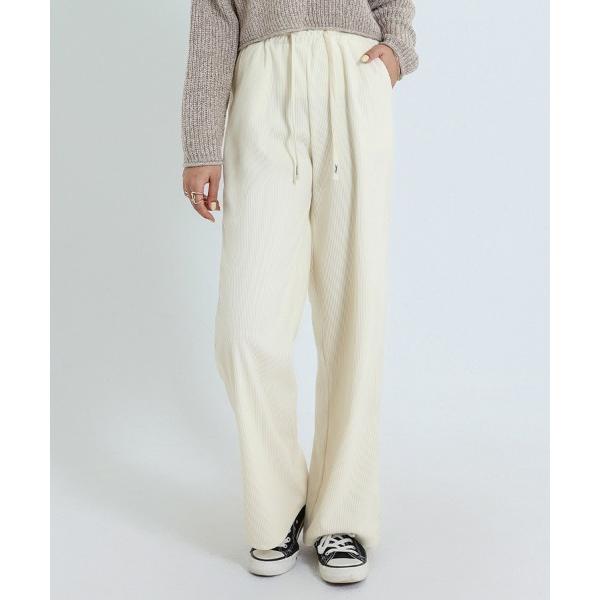 ワイドパンツ パンツ 裏起毛コーデュロイワイドパンツ レディース