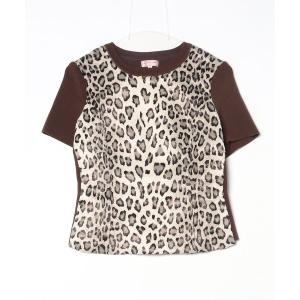 「OLD ENGLAND」 花柄半袖ニット 36 ベージュ レディース