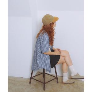 ブラウス シャツ 半袖 「7/31再値下げ」ボーイ チェック ビッグ ボタンダウン シャツ レディース