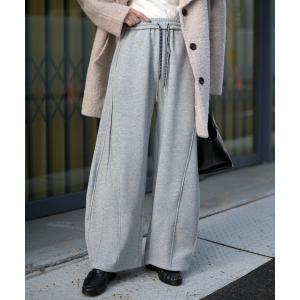 ワイドパンツ スウェットパンツ ジャージ ダブルコード裏起毛カーブスウェットPT レディース