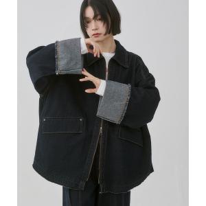 ブルゾン アウター デニム/ツイル Wジップ オーバーブルゾン レディース