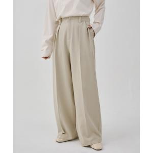 パンツ ポリレーヨン タックパンツ レディース