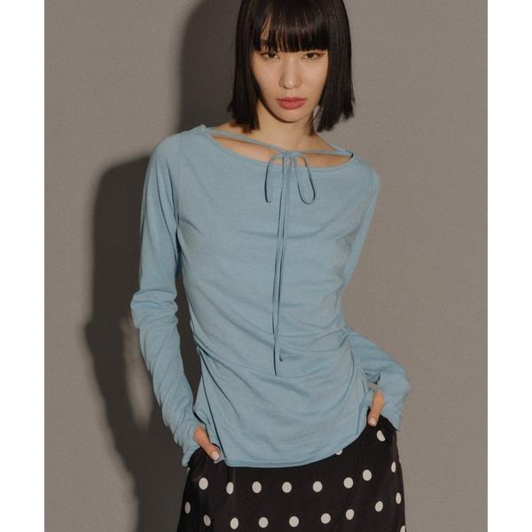 tシャツ Boat neck ribbon long T-shirt / ボートネックリボンロングT...
