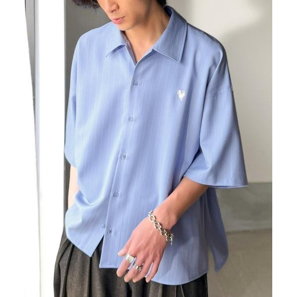 シャツ 「JaVaジャバコラボ」羽織りとしても重宝する、汎用性の高さが魅力！刺繍入り ヘリンボーン織...