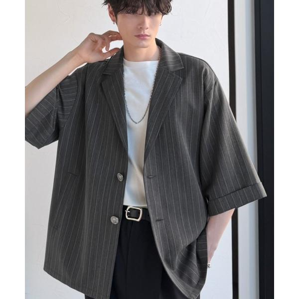 ジャケット テーラードジャケット 「JaVaジャバコラボ」主役級！アンティーク釦使いストライプ柄ヘリ...