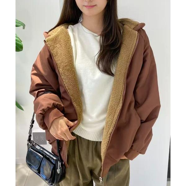 コート アウター リバーシブルボアジャケット レディース