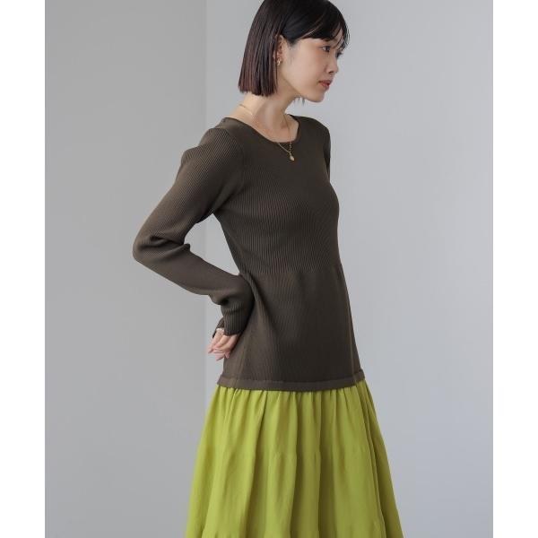 ワンピース エアリーバイカラーニットワンピース