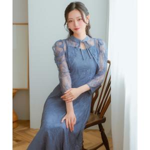 パーティードレス ドレス パーティードレス 秋 結婚式 大人 20代 30代 40代 ロング丈 マキシ丈 レース フォーマル パフスリーブボレロ マーメイド ワンピ…