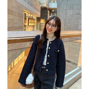 ニット セーター ツィードニットカーディガン レディース