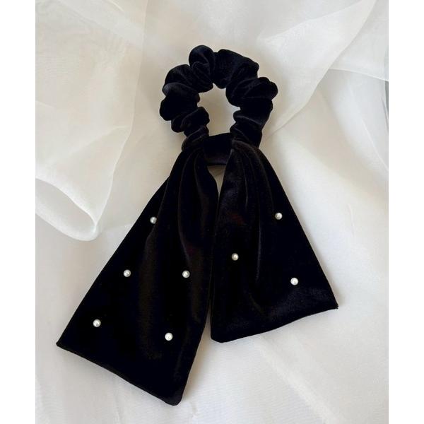 シュシュ ベロアリボンパールシュシュ