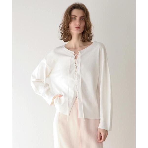 ニット セーター ブークレーレースアッププルオーバー（フロンタブル） レディース