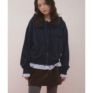 パーカー detachable shirt layered zip hoodie / レイヤード風シャツドッキングジップパーカー レディース