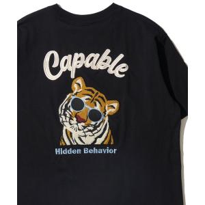 tシャツ 半袖 「POWER TO THE PEOPLE」トラ刺繍クルーネックTシャツ レディース メンズ