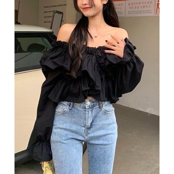 ブラウス シャツ 「春夏新作」クロスフリル2WAYオフショルトップス レディース