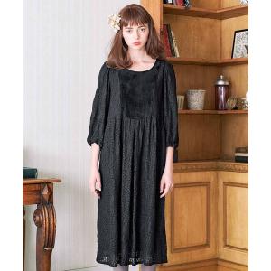 「シロップ．」 7分袖ワンピース MEDIUM ブラック レディース