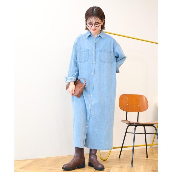 シャツワンピース デニムシャツワンピース