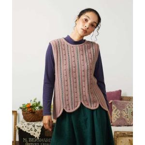 ニット セーター Escalera 刺繍ニットベスト レディース