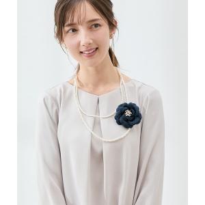ネックレス コサージュ付き二連ネックレス レディース