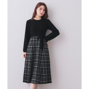 ワンピース チェックラメジャカードニットワンピース
